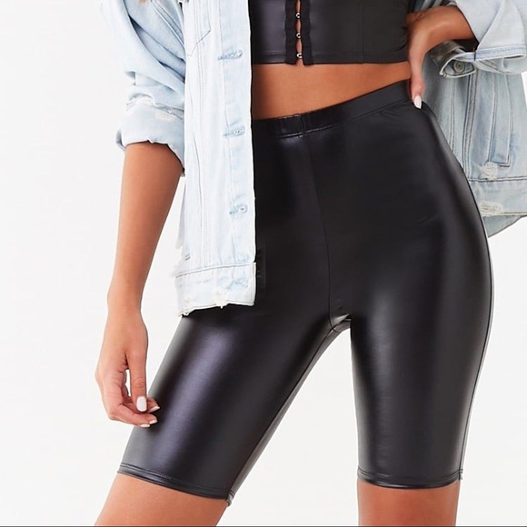F21 faux leather biker shorts - Picture 1 of 6